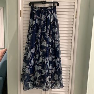 Blue floral maxi skirt